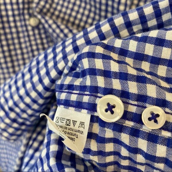 J. Crew men’s size small blue/white checkered cotton button down shirt - Picture 6 of 8